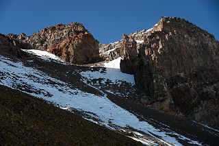 23 The Gran Acarreo Climbs To A Cave Just To The Left Of Centre On The Climb To Aconcagua Summit